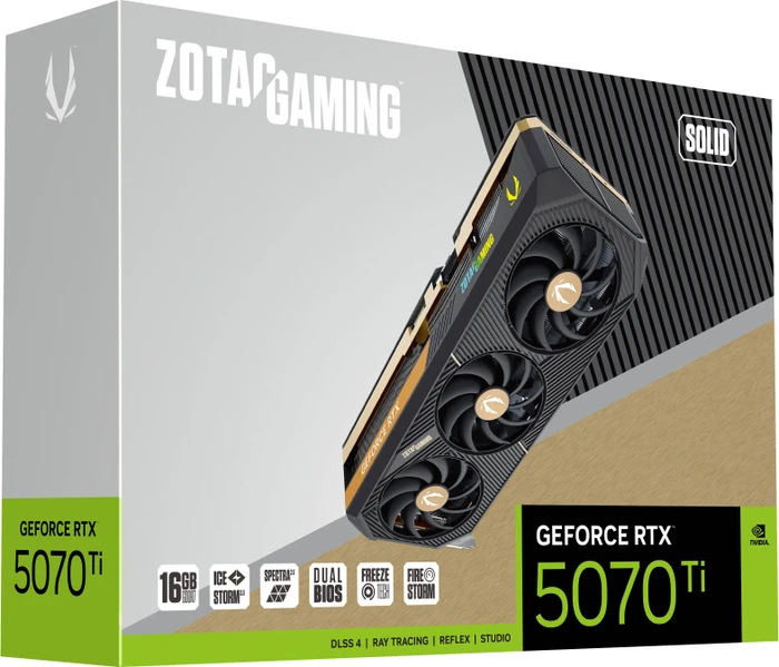 Zotac Gaming GeForce RTX 5070 Ti SOLID, 16GB GDDR7, HDMI, 3x DP