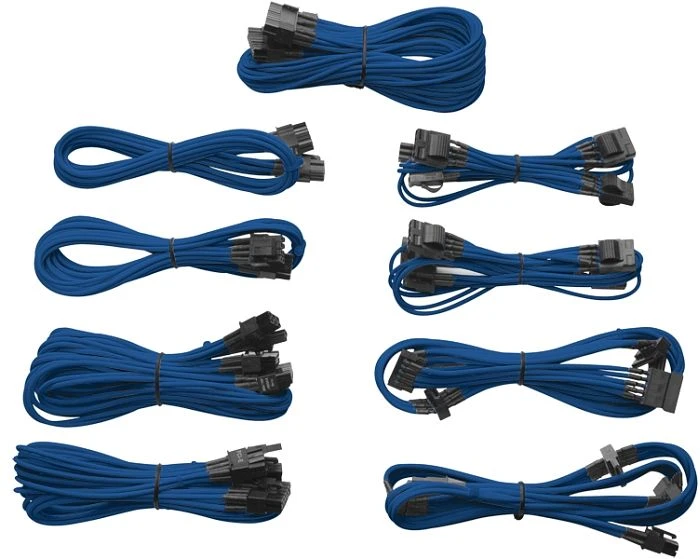 Corsair AX850/AX750/AX650 Sleeved Modular Upgrade-Kit, blau