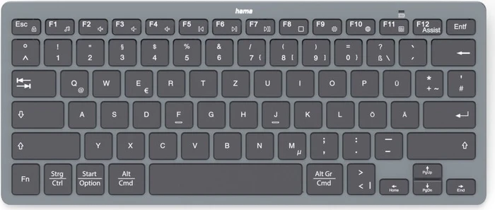 Hama Travel 400 Mini-Tastatur, dunkelgrau/schwarz, Bluetooth, DE