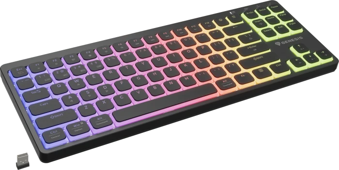 Genesis Thor 430 TKL Wireless, schwarz, LEDs RGB, hot-swap, Silent Low-Profile Linear, USB/Bluetooth, US