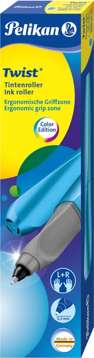 Pelikan Twist Tintenroller (Mine) frosted blue, Rechts- und Linkshänder, Faltschachtel