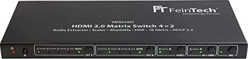 FeinTech HDMI Matrix Switch 4x2 mit Audio Extractor + Scaler