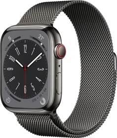Apple Watch Series 8 (GPS + Cellular) 45mm Edelstahl graphit mit Milanaise-Armband graphit
