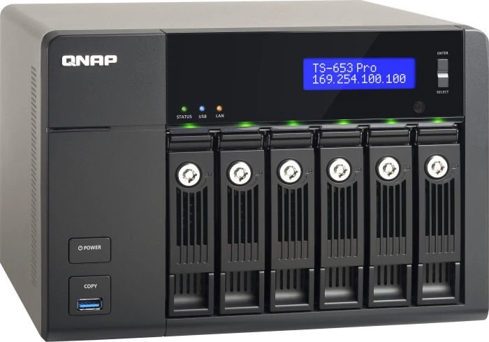 QNAP Turbo Station TS-653 Pro, 2GB RAM, 4x RJ-45 1000Base-T, 3x USB-A 3.0