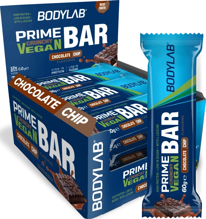 BodyLab24 Prime Crunchy Vegan Protein Bar Chocolate Chip 720g (12x 60g)