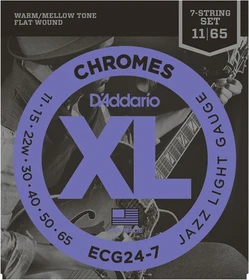 D'Addario XL Chromes Flat Wound 7-String Jazz Light