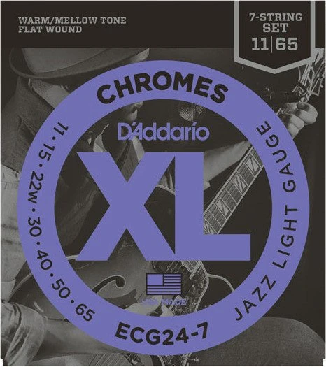 D'Addario XL Chromes Flat Wound 7-String Jazz Light