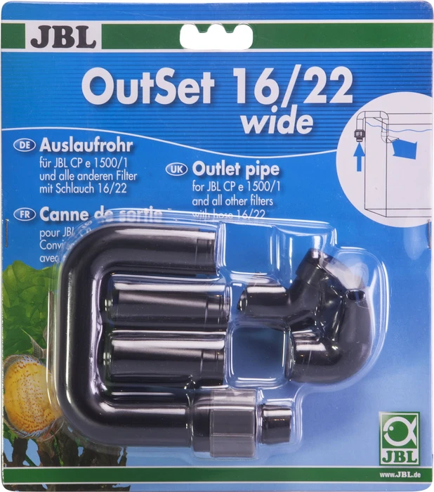 JBL OutSet wide - Wasserrücklauf-Set mit Breitstrahlrohr für Außenfilter von Aquarien, 16/22mm