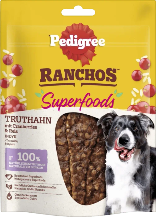 Pedigree Ranchos, Superfoods Truthahn, mit Cranberries & Reis, 70g