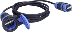 as-Schwabe Gummi Verlängerungskabel IP54 mit DuroConn Steckverbindung H07RN-F 3G2.5, schwarz/blau, 50m