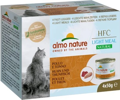 almo nature HFC Natural Light Meal Cat Mega, Huhn und Thunfisch, 200g (4x 50g)
