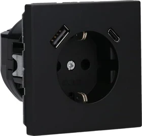 Jung Serie LS SCHUKO-Steckdose mit USB-Ladegerät Safety+, schwarz matt