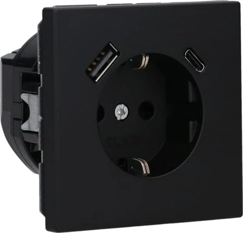 Jung Serie LS SCHUKO-Steckdose mit USB-Ladegerät Safety+, schwarz matt