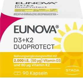Stada Eunova DuoProtect D3 + K2 2000 I.E. Kapseln, 90 Stück