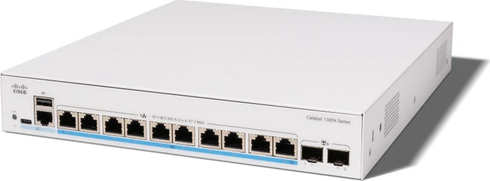 Cisco Catalyst 1300X Rackmount 5G Managed Switch, 10x RJ-45, 2x SFP28, 385W PoE++