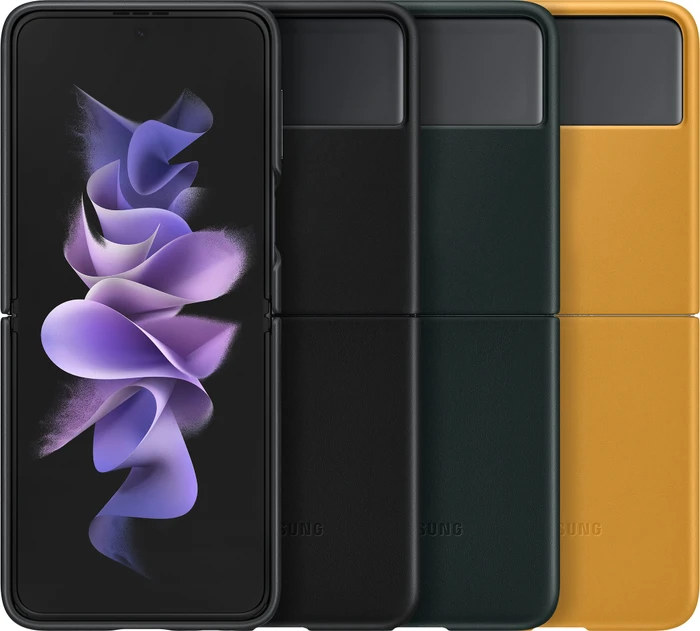Samsung Leather Cover für Galaxy Z Flip 3 Mustard