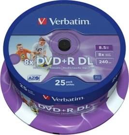 Verbatim DVD+R 8.5GB, 8x, 25er Spindel, inkjet printable