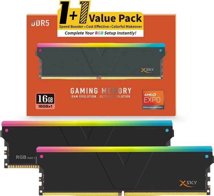 V-Color Manta XSky RGB schwarz UDIMM 16GB, DDR5-6000, CL28-36-36-96
