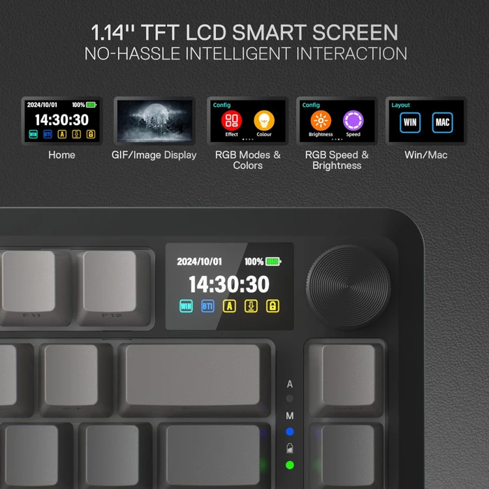 Redragon Behemoth K724 Pro Wireless, Concrete Jungle, LEDs RGB, Mint Mambo, USB/Bluetooth, US