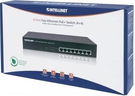 Intellinet Desktop Switch, 8x RJ-45, 70W PoE+