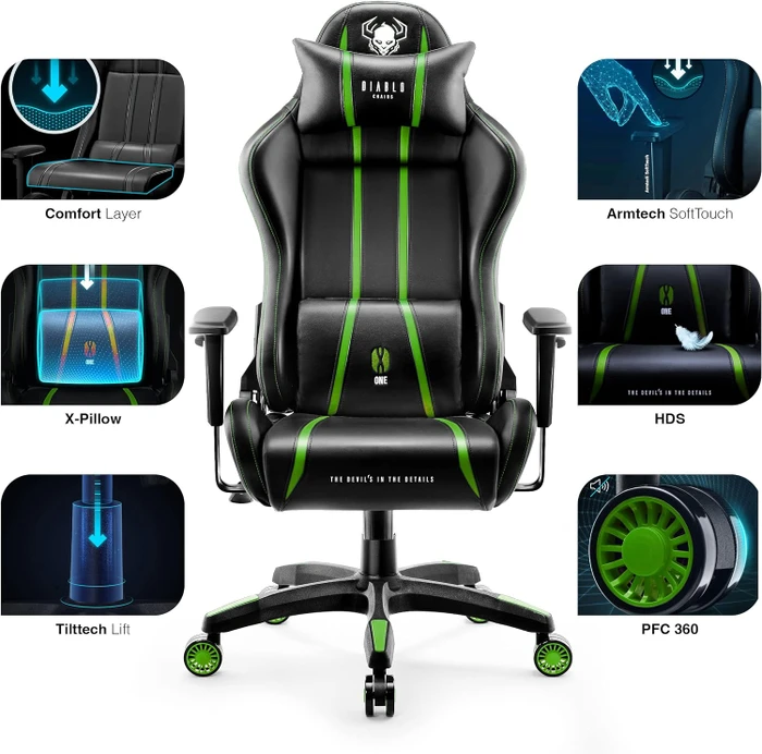 Diablo Chairs X-One 2.0 Normal Gamingstuhl, schwarz/grün