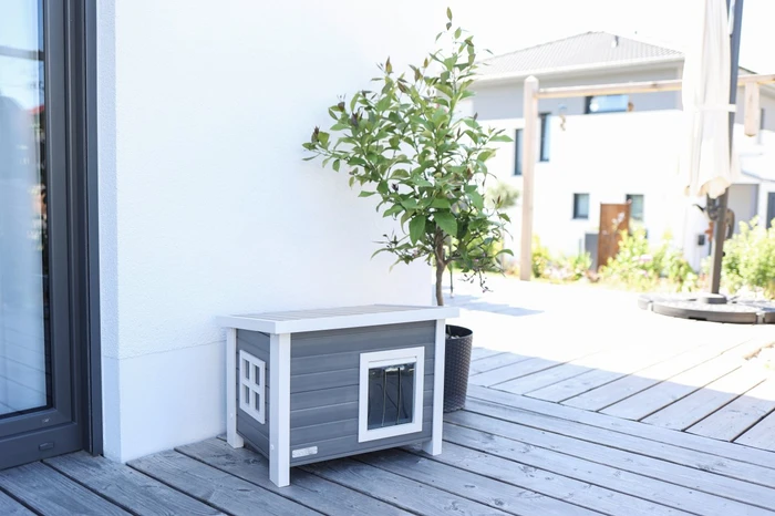 Kerbl ECO-Katzenhaus Eli, grau/weiß