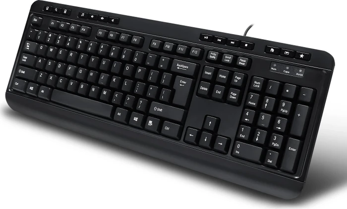 Adesso Multimedia Desktop Tastatur mit 3-Port Hub, schwarz, USB, US