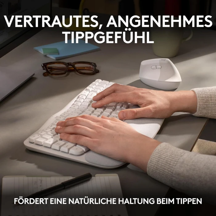 Logitech Wave Keys, Grauweiß, Logi Bolt, USB/Bluetooth, DE