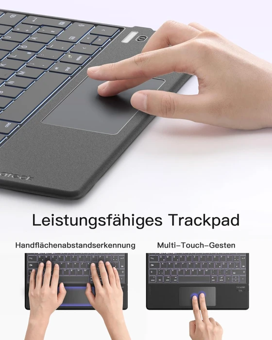 Inateck Tablet Tastatur mit Touchpad für Windows/iPad OS/Android, grau, DE