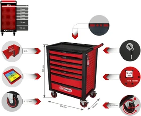 KS Tools RACINGline Werkzeugwagen schwarz/rot