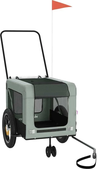 vidaXL Hunde 135x68.5cm Fahrradanhänger grau/schwarz
