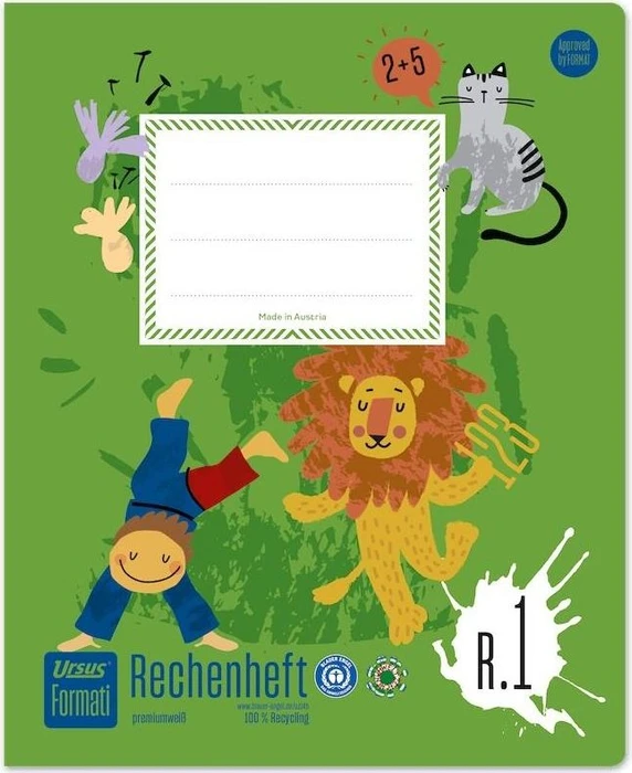 Ursus Formati Schulheft Rechnen R.1, Quart, kariert, 20 Blatt