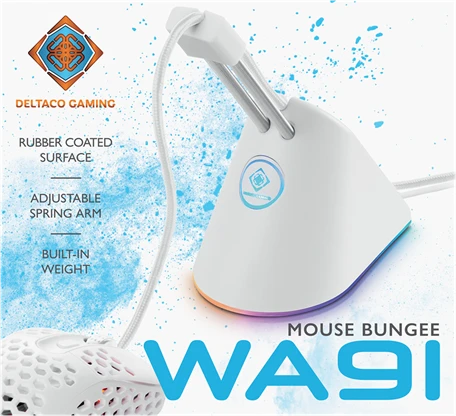 Deltaco Gaming RGB Mouse Bungee, Mauskabelhalterung, silber/weiß