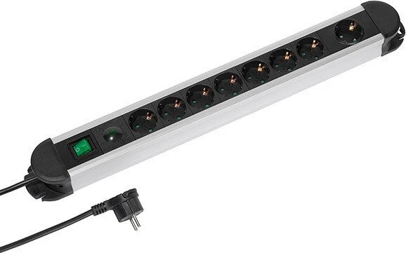 Vivanco Professional EPLS 6ALU mit Überspannungsschutz, 6-fach, Schalter, 1.6m, schwarz/silber