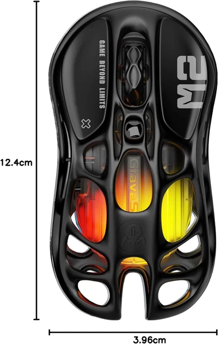 GravaStar Mercury M2 Wireless Gaming Mouse, Stealth Black, USB/Bluetooth