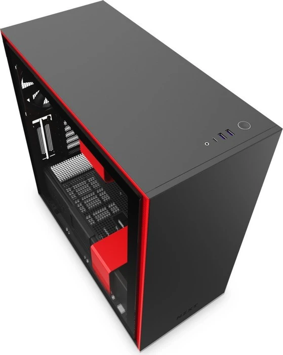 NZXT H710, schwarz/rot, Glasfenster