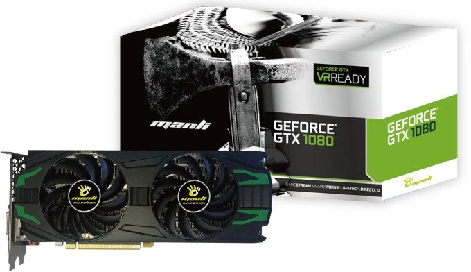 Manli GeForce GTX 1080 Twin Cooler, 8GB GDDR5X, DVI, HDMI, 3x DP