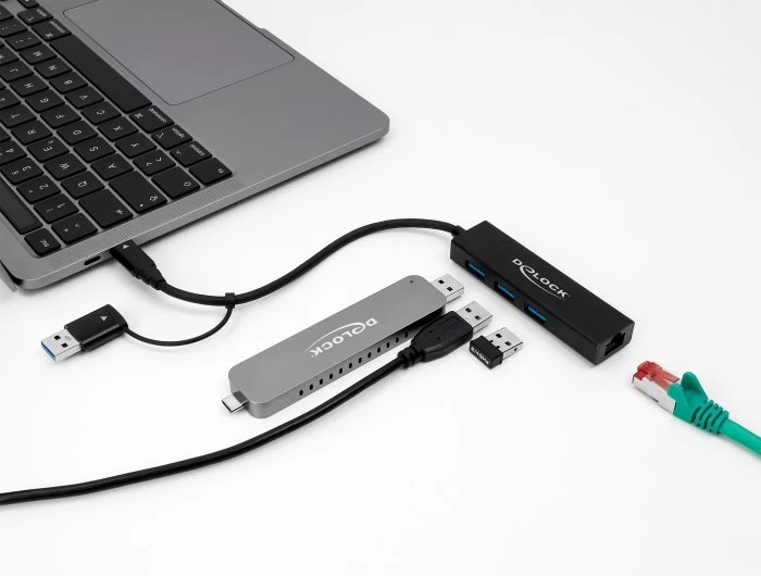 DeLOCK 3-Port USB-Hub, RJ-45, USB-A 3.0 [Stecker]