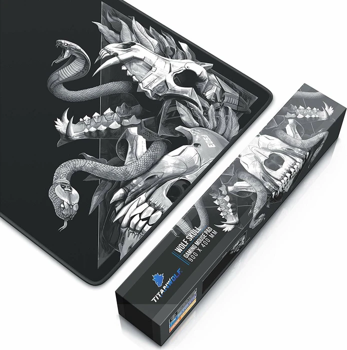 Titanwolf Wolf Skull XXL Speed Gaming-Mauspad, schwarz