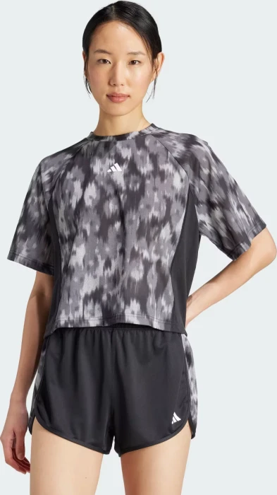 adidas Train Essentials Allover Print Flower Tie-Dye Funktionsshirt kurzarm schwarz (Damen)
