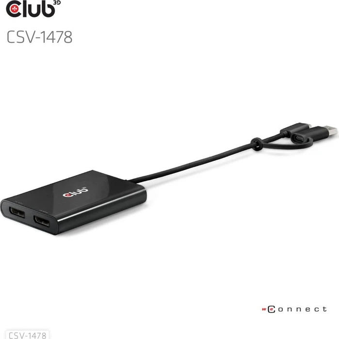 Club 3D USB-C 2x Displayport Videosplitter, USB-C 3.0 [Stecker]