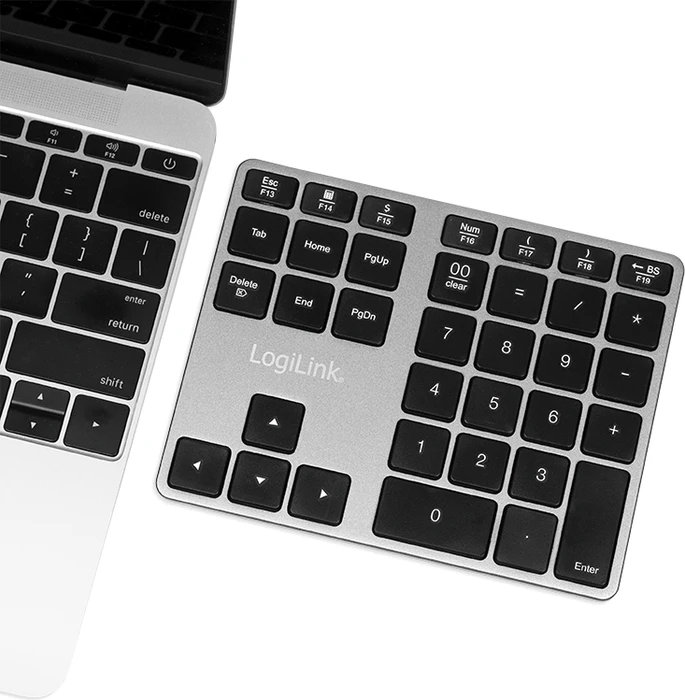LogiLink Keypad Aluminium, Space Grey, Bluetooth