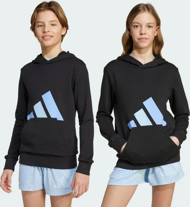 adidas Essentials Hoodie black/blue fusion/glow blue (Junior)
