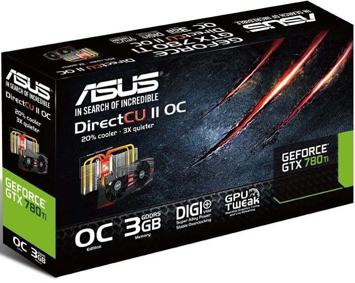 ASUS GeForce GTX 780 Ti DirectCU II OC, GTX780TI-DC2OC-3GD5, 3GB GDDR5, 2x DVI, HDMI, DP