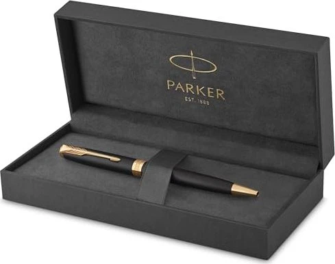 Parker Sonnet Matte Black Lacquer GT Kugelschreiber schwarz/gold trim, Geschenkbox