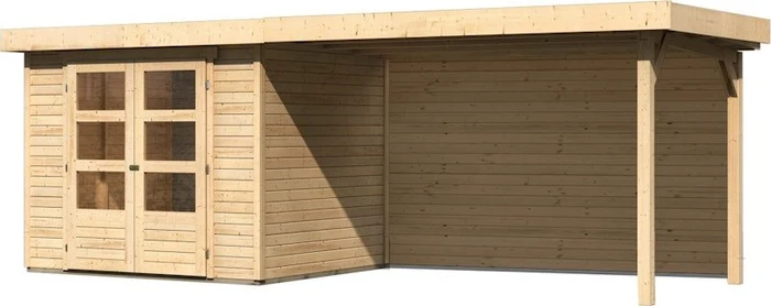 Karibu Askola 3 Gartenhaus inkl. Anbau 2.8m + Rückwand natur