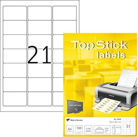 TopStick Etiketten Universal, 63.5x38.1mm, weiß, 100 Blatt (2100 Etiketten)