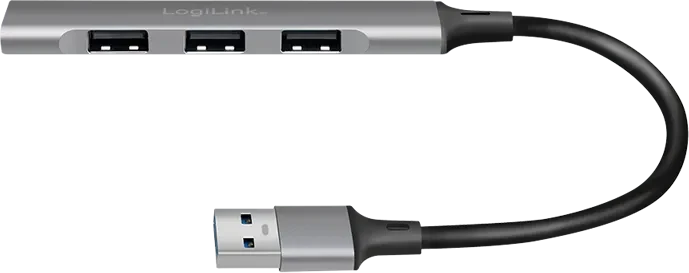 LogiLink 4-Port Slim-Hub, 1x USB-A 3.0/3x USB-A 2.0, USB-A 3.0 [Stecker]