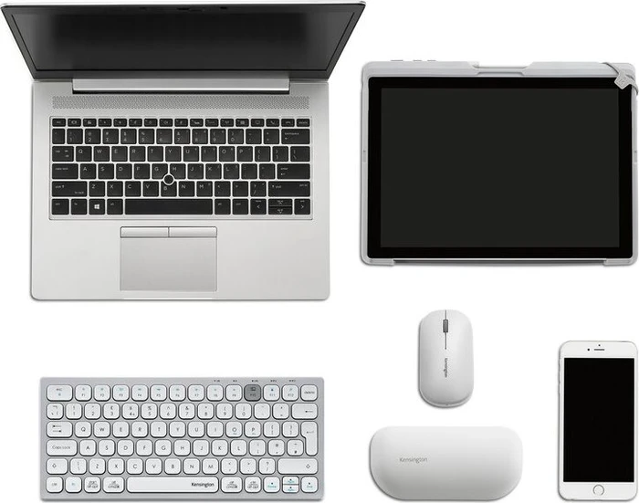 Kensington Multi-Device Dual Wireless Compact Keyboard, silber/weiß, USB/Bluetooth, UK