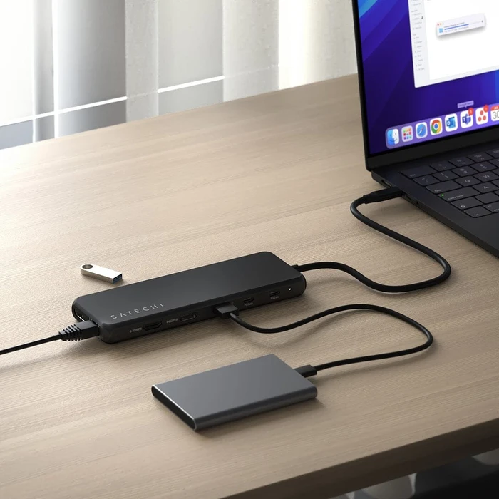 Satechi 13-in-1 USB-C Triple Display Multiport Adapter, schwarz, USB-C 3.1 [Buchse]